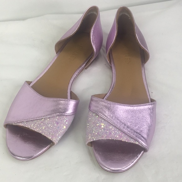 New Emma Go BHLDN pink Metallic Glitter leather Dorsey Flats 38/8 - Picture 1 of 9